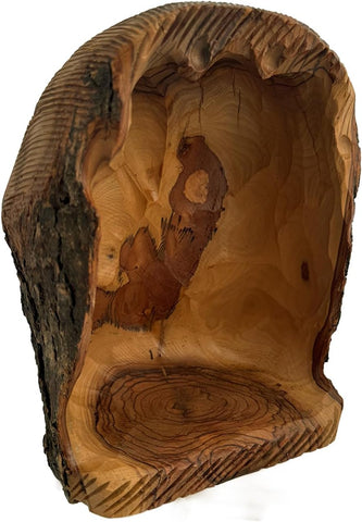 Olive Wood Holy Family Nativity Scene in Natural Bark Cave Grotto – Mary, Joseph & Baby Jesus