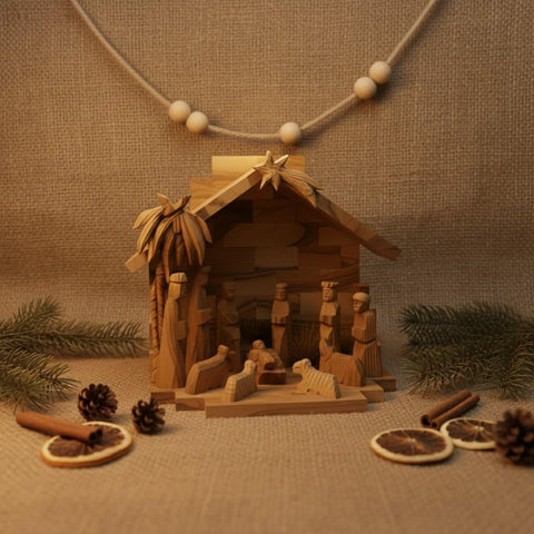 Large Olive Wood Christmas Nativity Set, Handmade Christian Home Decor Made in Bethlehem