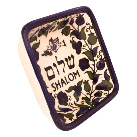 Floral Shalom Armenian Ceramic Tray Small Pottery Enamel Decorative-4