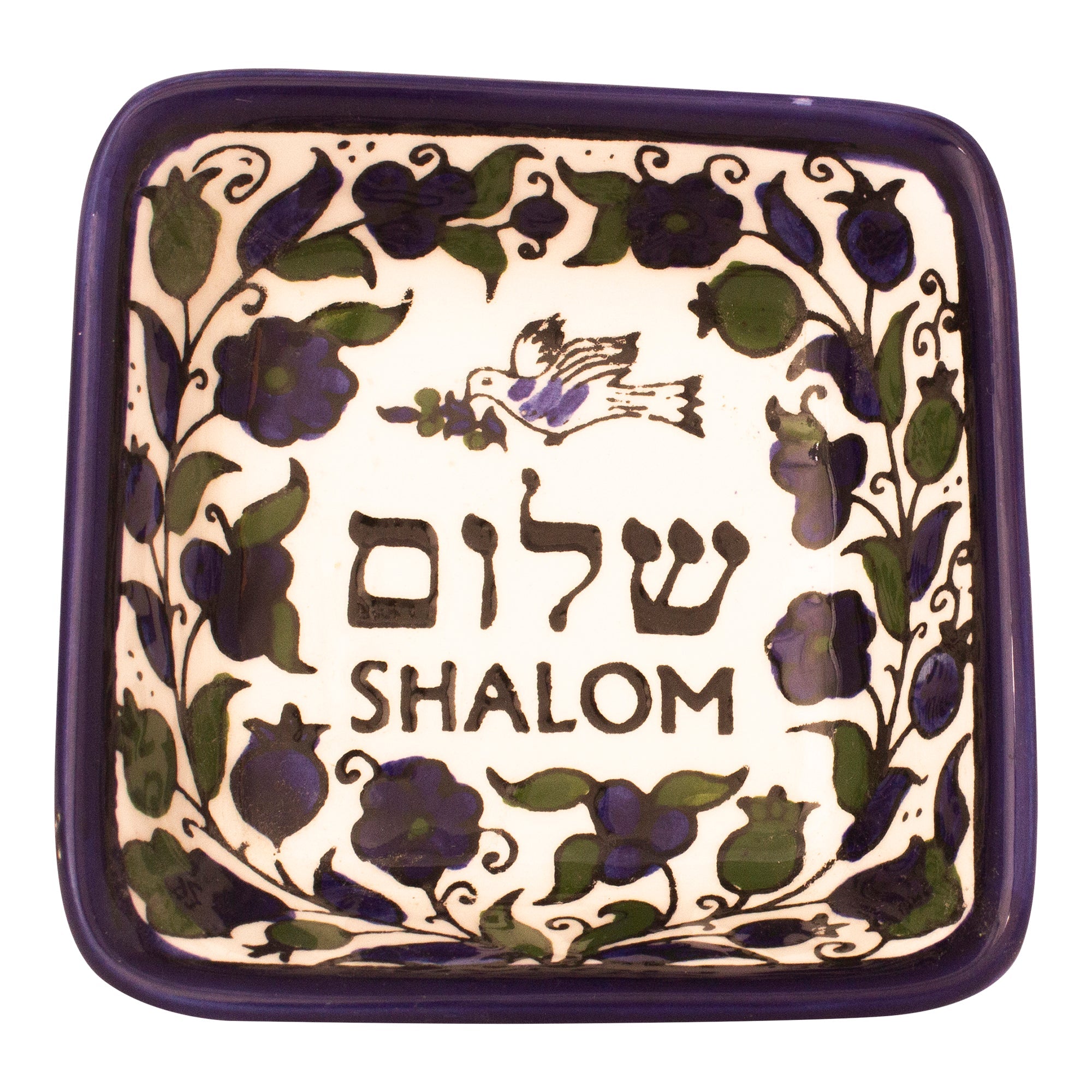 Floral Shalom Armenian Ceramic Tray Small Pottery Enamel Decorative-2