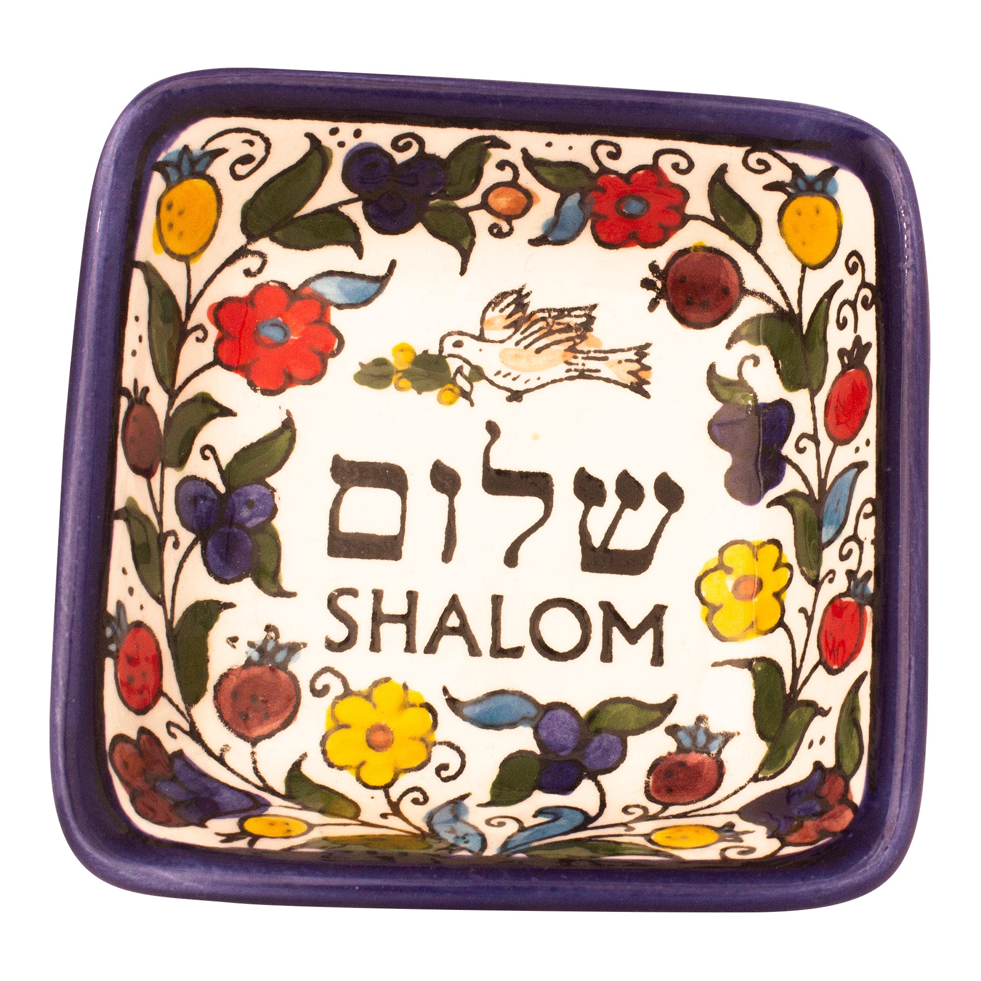 Shalom Ceramic Square Bowl Armenian Décor Mosaic Enamel Colourful-2