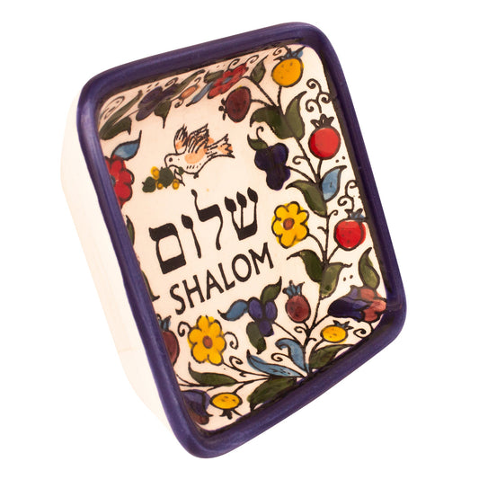 Shalom Ceramic Square Bowl Armenian Décor Mosaic Enamel Colourful-1