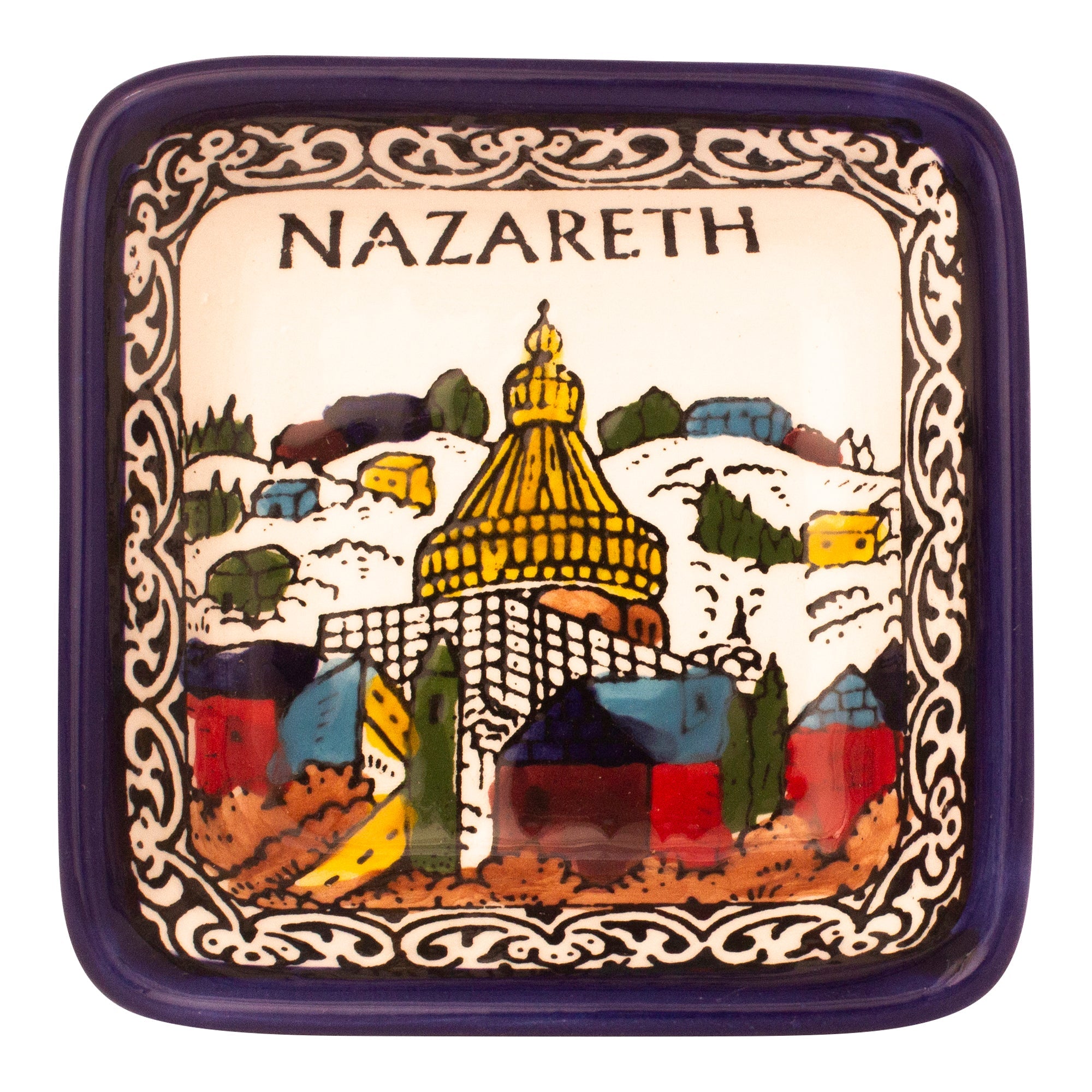 Nazareth Ceramic Square Bowl Armenian Décor Mosaic Enamel Colourful-1