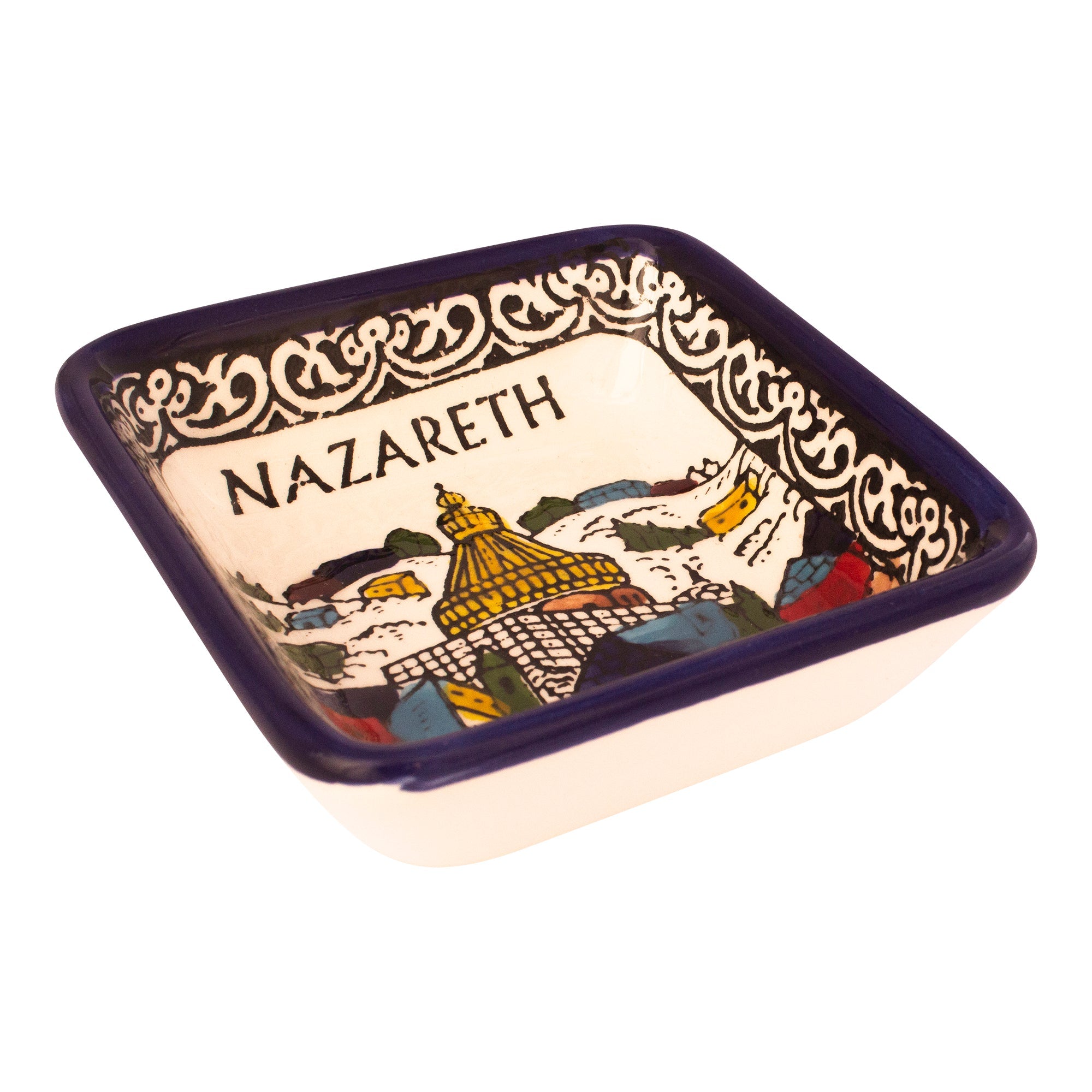 Nazareth Ceramic Square Bowl Armenian Décor Mosaic Enamel Colourful