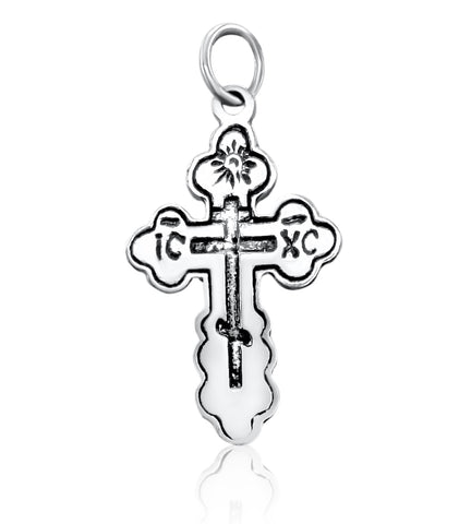 Orthodox Cross Sterling Silver 925 Pendant Necklace Jerusalem 1"/ 2.6 cm