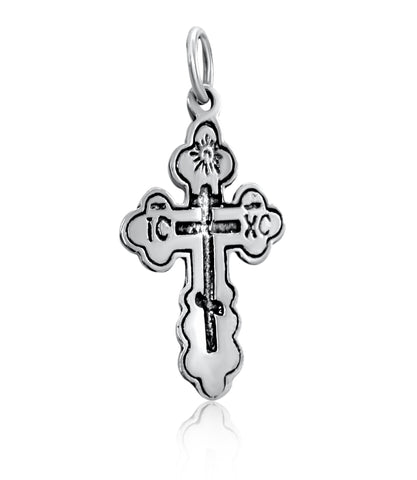 Orthodox Cross Sterling Silver 925 Pendant Necklace Jerusalem 1"/ 2.6 cm
