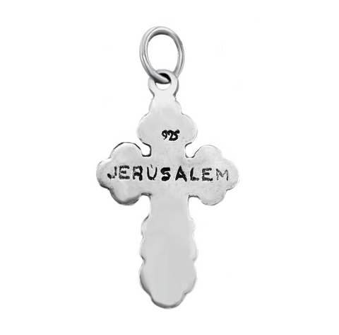 Orthodox Cross Sterling Silver 925 Pendant Necklace Jerusalem 1"/ 2.6 cm