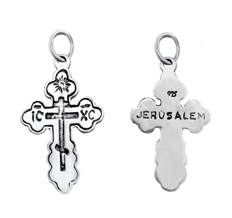 Orthodox Cross Sterling Silver 925 Pendant Necklace Jerusalem 1"/ 2.6 cm