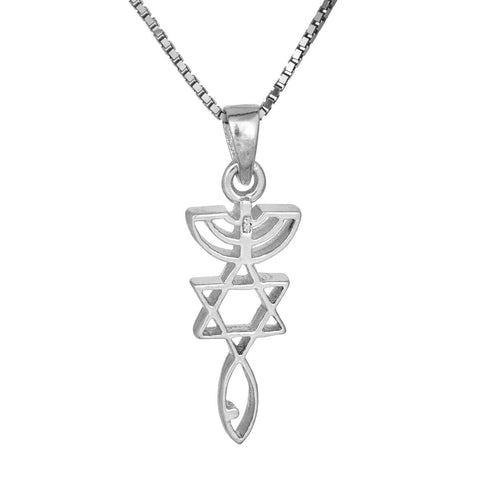 Sterling Silver Jewish Messianic Symbol Star of David Necklace Pendant 4cm/1.5"