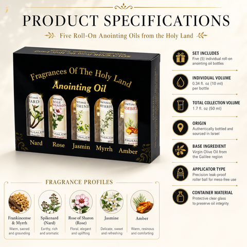 Five Sacred Anointing Oils from the Holy Land - Roll-On Prayer Oil Set
