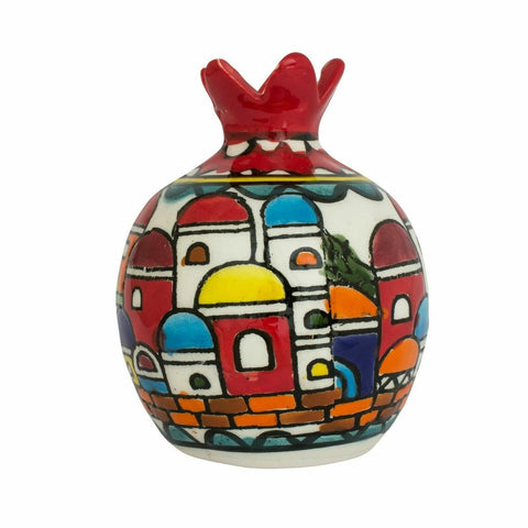 Armenian Ceramic Pomegranate Figurine – Simplistic Jerusalem Design 3.5"