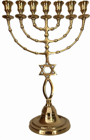 Golden Light of the Covenant – Messianic Seven Branch Brass Menorah 40cm