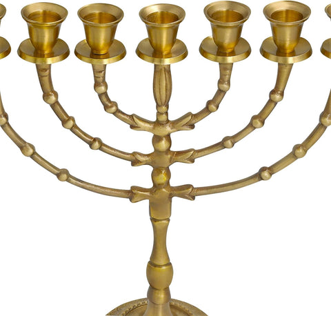Temple-Inspired Seven Branch Brass Menorah – Matte Finish 30cm