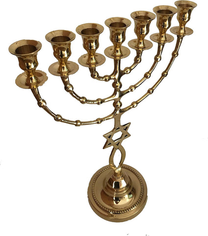 Golden Light of the Covenant – Messianic Seven Branch Brass Menorah 40cm