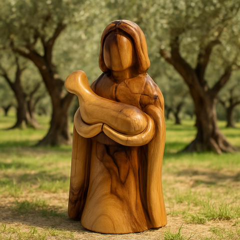 Good Shepherd Olive Wood Statue – Jesus Carrying the Lamb | Hand-Carved Faith Gift