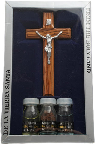 Blessed Christian Set w/ Crucifix, Olive Oil, Holy Water & Bethlehem Soil 8"/20cm