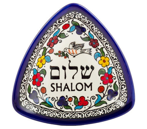 Bright Colorful Triangle Decorative Bowl -Shalom Design | Armenian Ceramic 6"/14cm