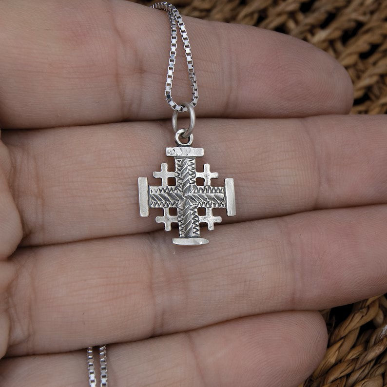925 Jerusalem Cross necklace subtle Christian gift Israel
