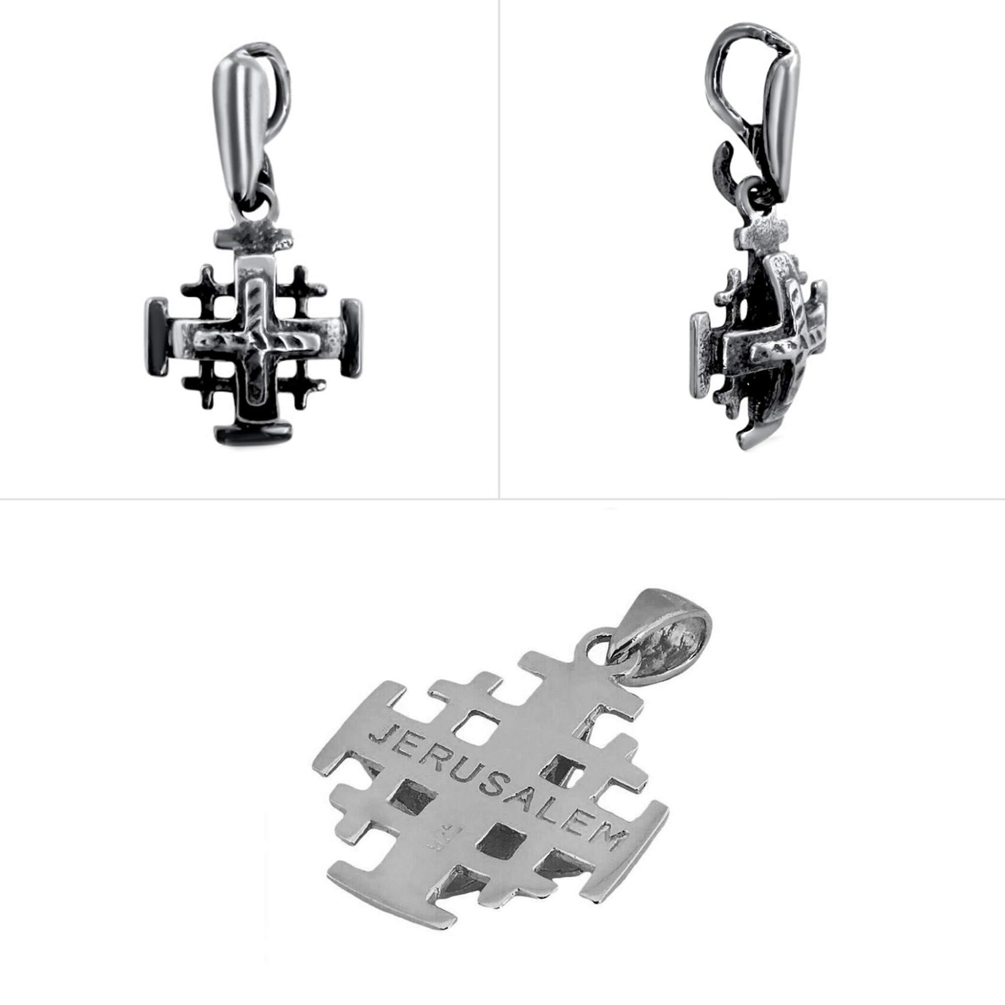 Jerusalem Cross necklace women/men, polished 925 hallmark
