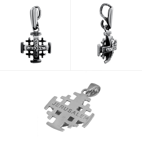 Jerusalem Cross necklace women/men, polished 925 hallmark
