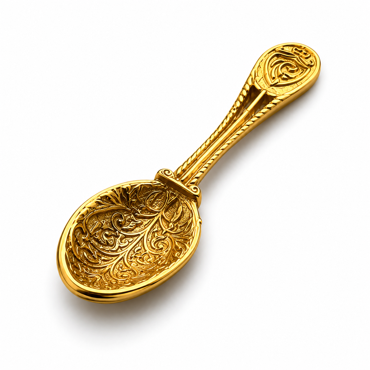 925 silver lucky spoon talisman with 18K gold plating designed as a miniature wallet