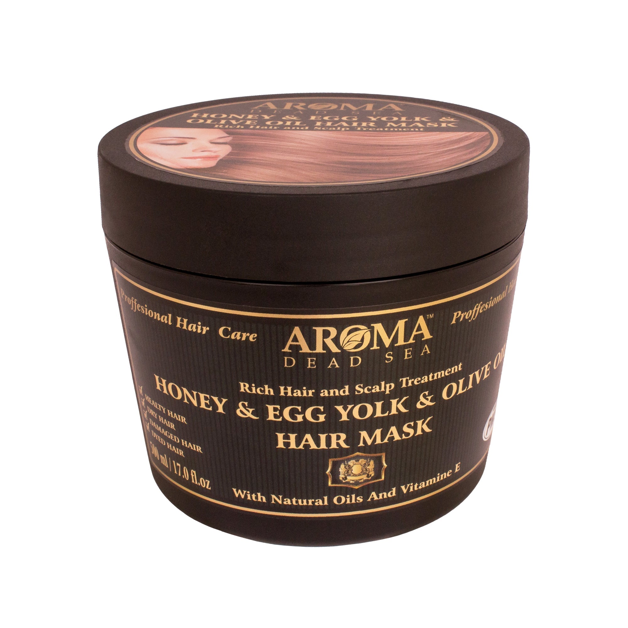 Natural Hair Mask Honey Egg Yolk & Olive Oil, Aroma Dead Sea 17 fl.oz