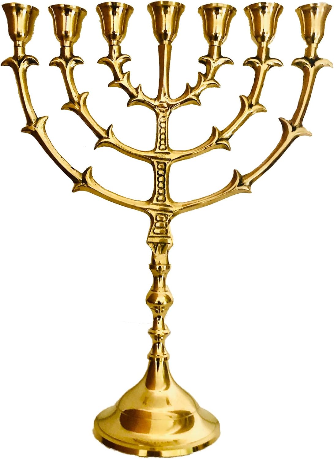 Authentic brass menorah for Jewish traditions and synagogue lighting rituals