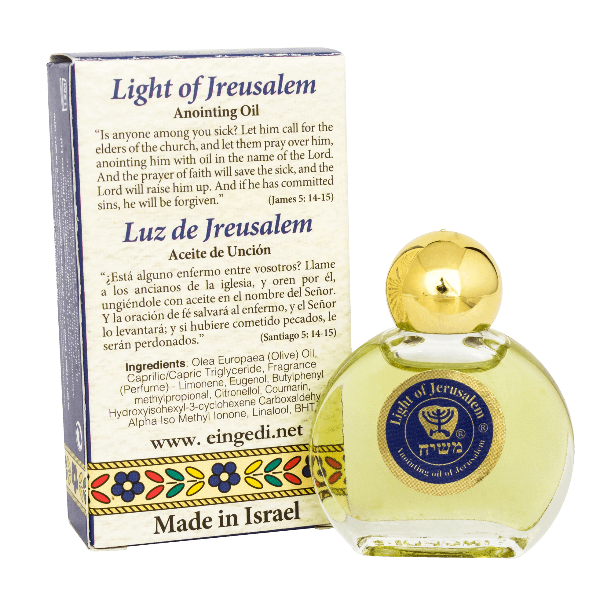 Ein Gedi Pure Authentic Anointing Oil Light of Jerusalem Blessed from Jerusalem 0,25fl.oz/7,5 ml