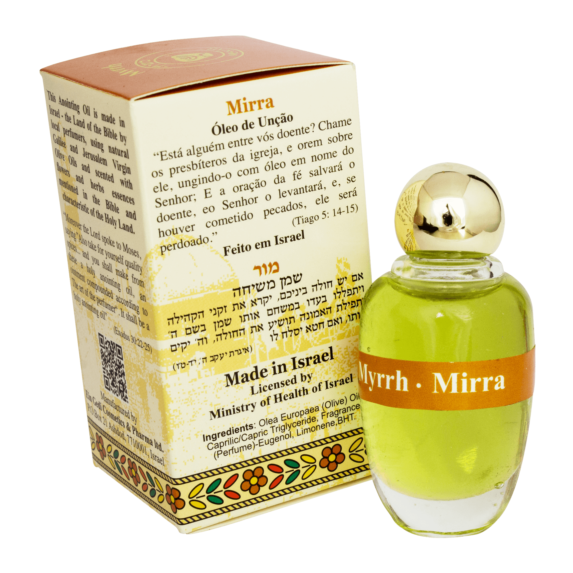 Authentic Anointing Oil Myrrh by Ein Gedi Blessed from Jerusalem 0,4fl.oz/12 ml