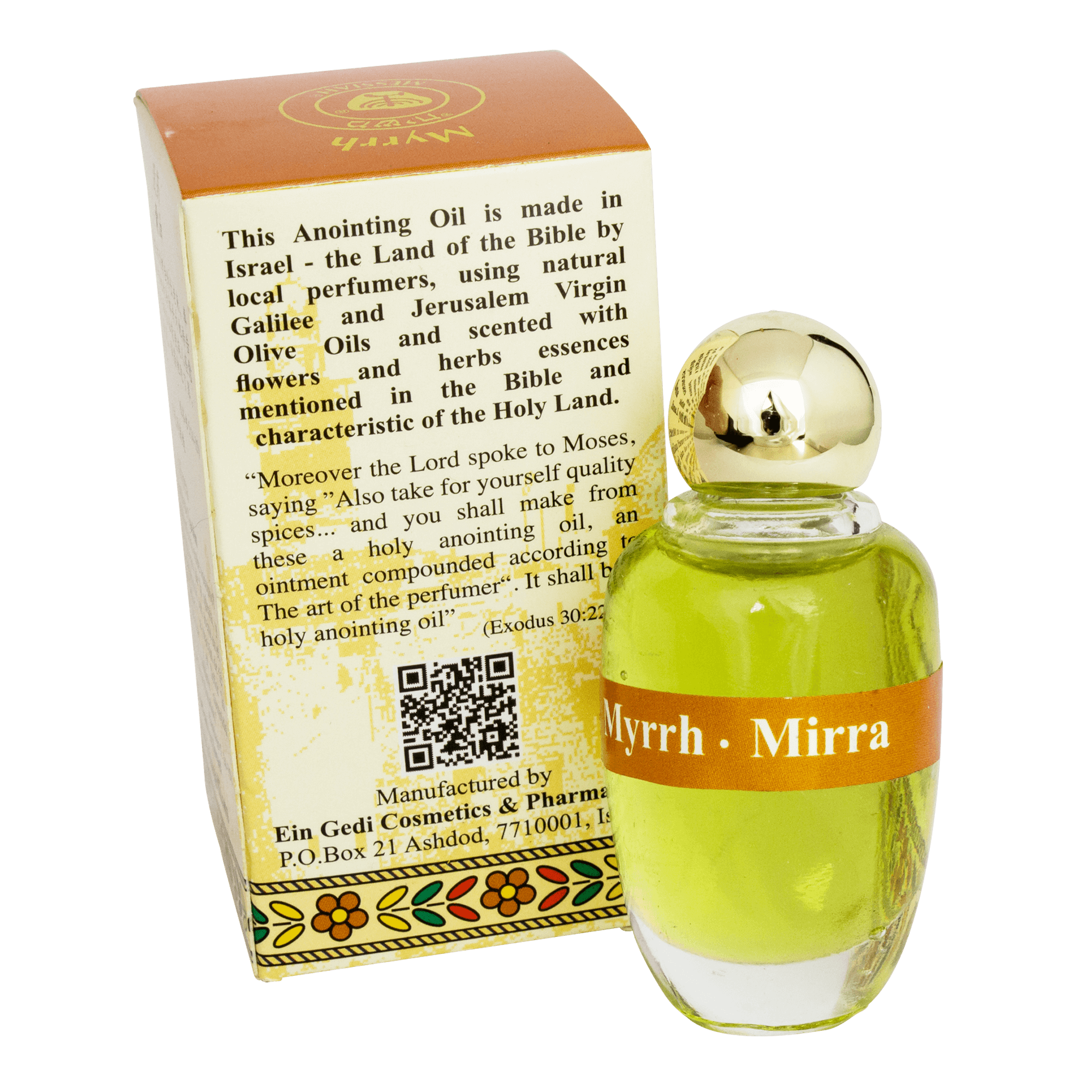 Authentic Anointing Oil Myrrh by Ein Gedi Blessed from Jerusalem 0,4fl.oz/12 ml