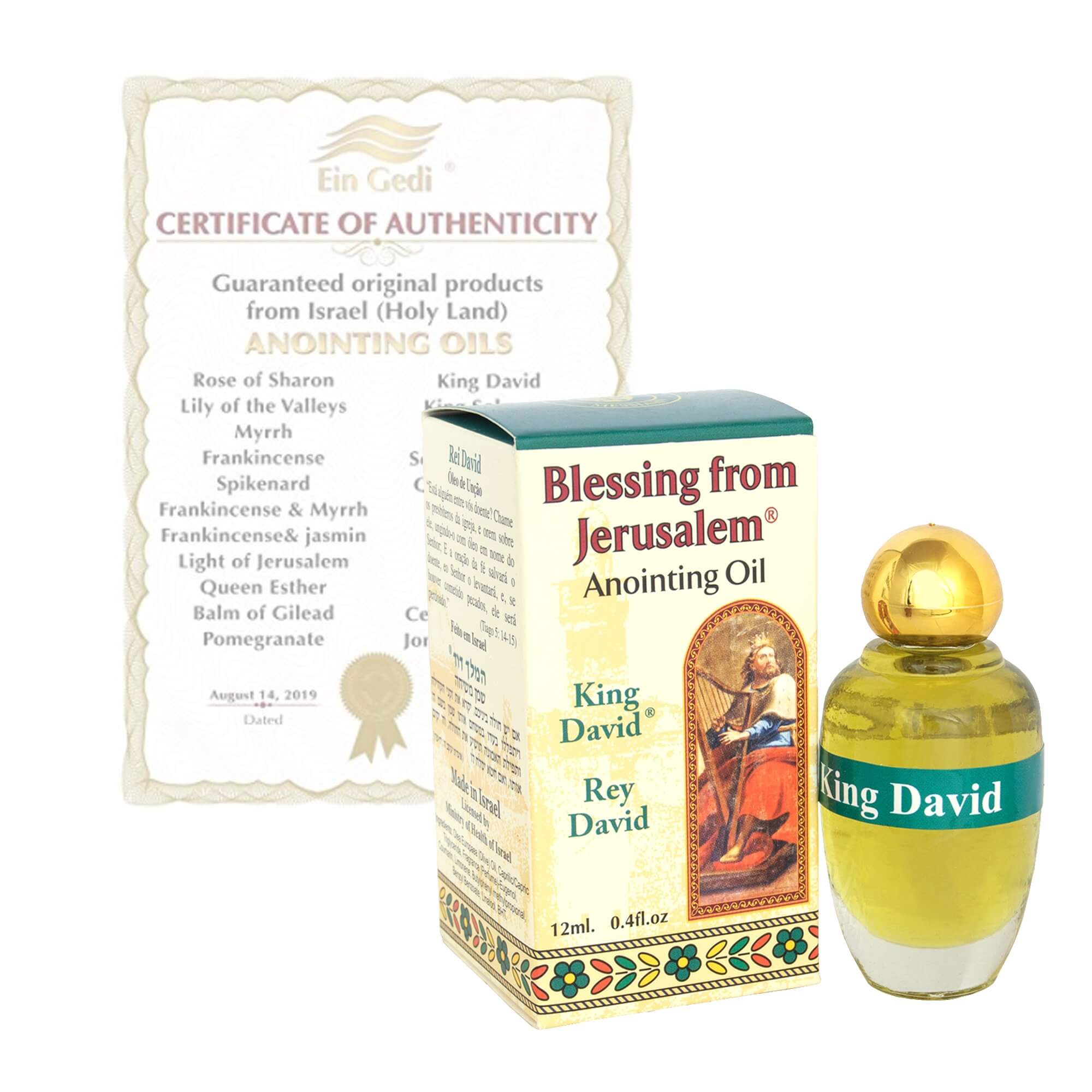 Authentic Anointing Oil King David by Ein Gedi Blessed from Jerusalem 0,4fl.oz/12 ml
