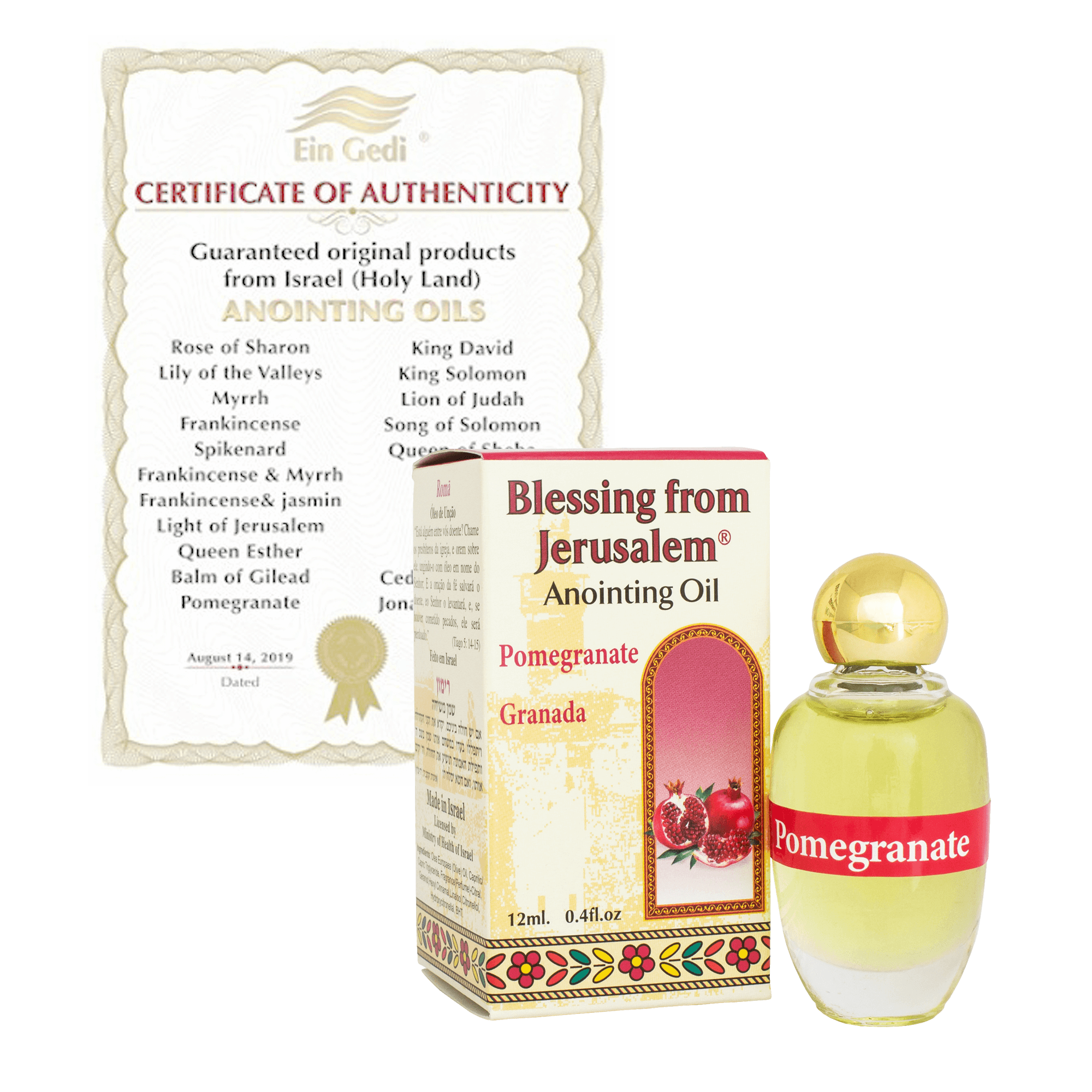 Authentic Anointing Oil Pomegranate by Ein Gedi Blessed from Jerusalem 0,4 fl.oz (12 ml)