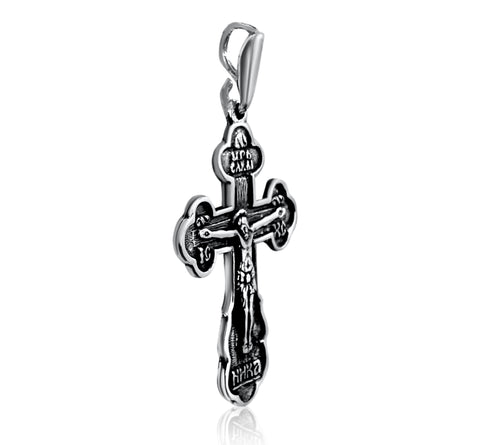 Body Cross Silver 925 Pendant Necklace Consecrated in Holy Sepulchre 1,3"