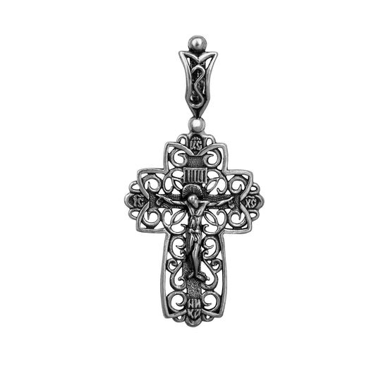 Pectoral Cross Sterling Silver 925 Pendant Necklace Consecrated in Holy Sepulchre 1,8"