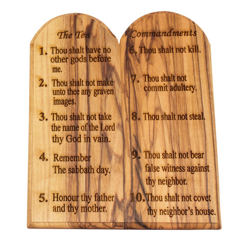 The Ten Commandments Olive Wood Engraved Wooden Plaque Home Decor Bethlehem 5"