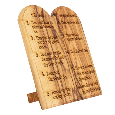 The Ten Commandments Olive Wood Engraved Wooden Plaque Home Decor Bethlehem 5"