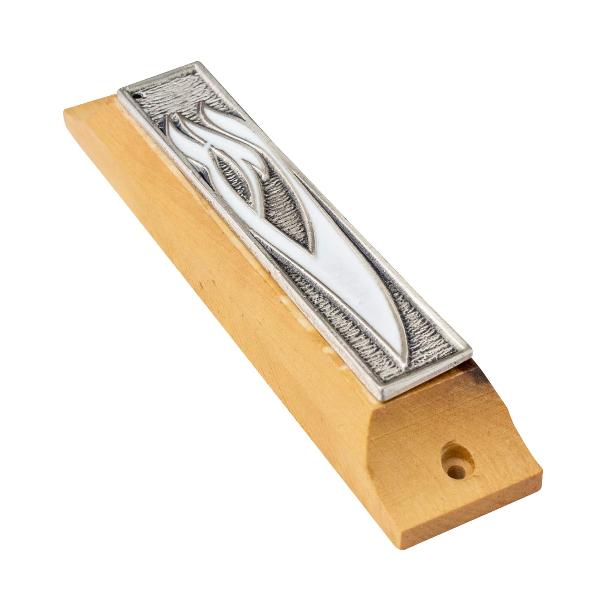 Car or Door Mezuzah Case Olive Wood Enamel Letter SHIN Non-Kosher Scroll Torah from Jerusalem Shema Israel 3,8"