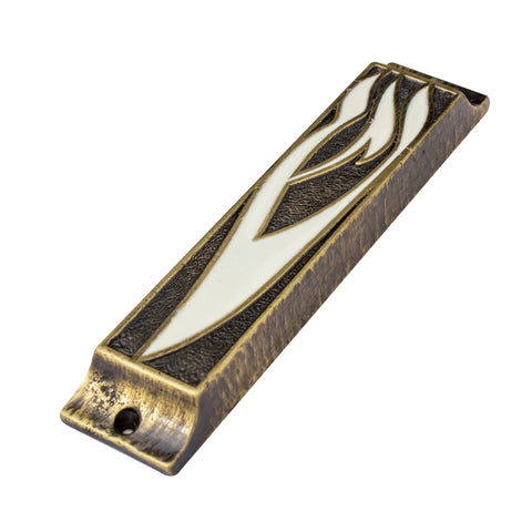 Enamel Mezuzah Case Olive Wood Non-Kosher Scroll Torah SHIN from Jerusalem Shema Israel 3,8"