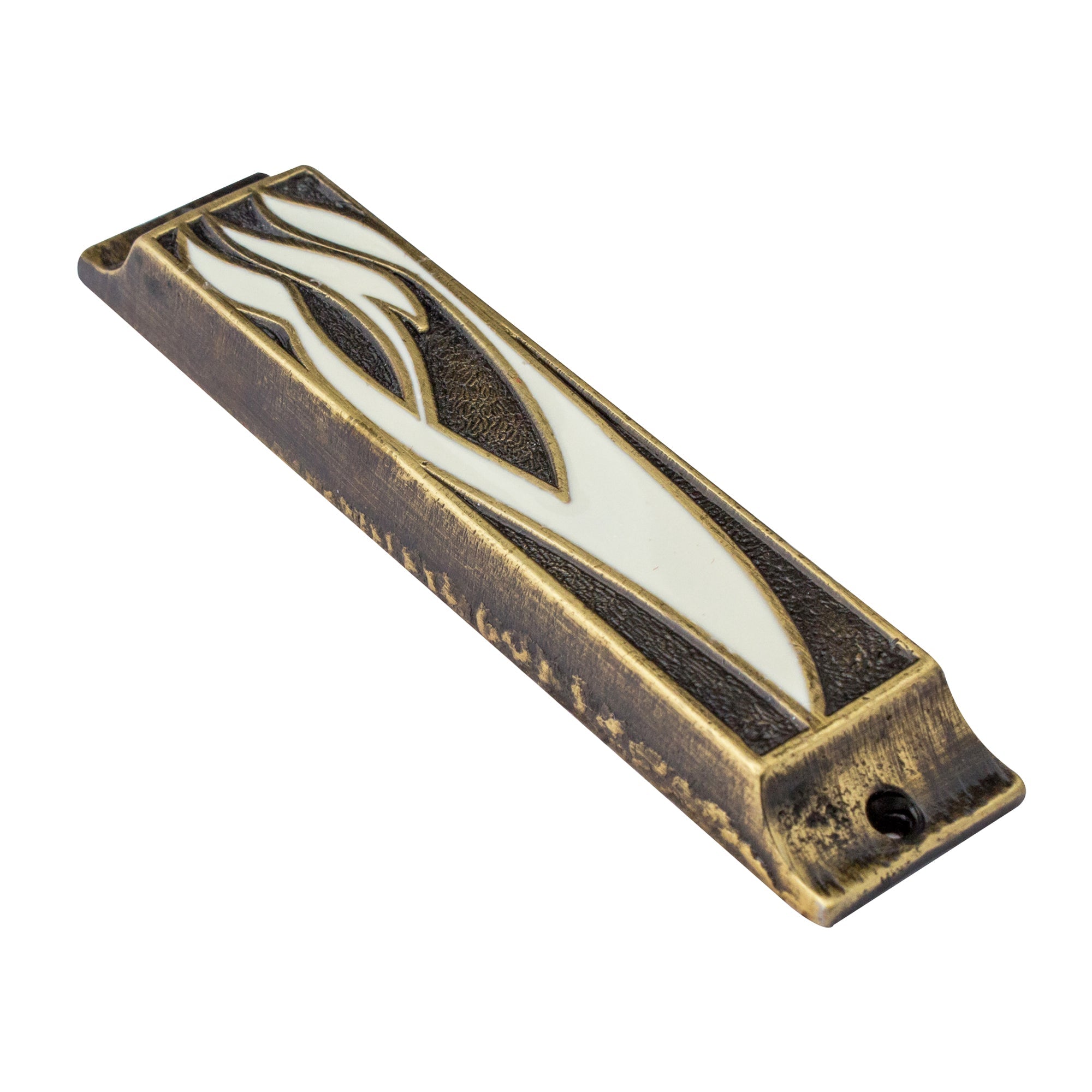 Enamel Mezuzah Case Olive Wood Non-Kosher Scroll Torah SHIN from Jerusalem Shema Israel 3,8"