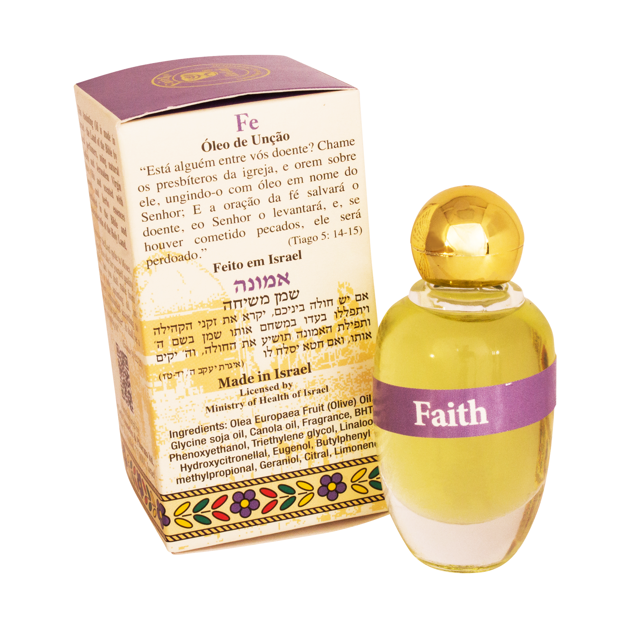 Natural Authentic Anointing Oil Faith by Ein Gedi Blessed from Jerusalem 0,4 fl.oz (12 ml)