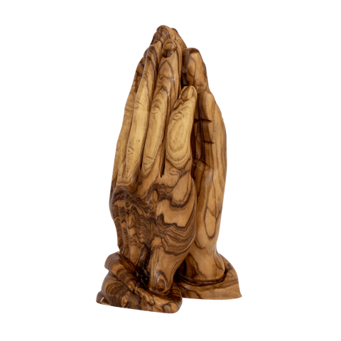 Handmade Figurine from Natural Olive Wood Prayer Hands from Bethlehem Souvenir 5,9"