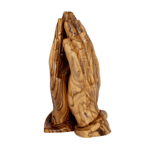 Handmade Figurine from Natural Olive Wood Prayer Hands from Bethlehem Souvenir 5,9"