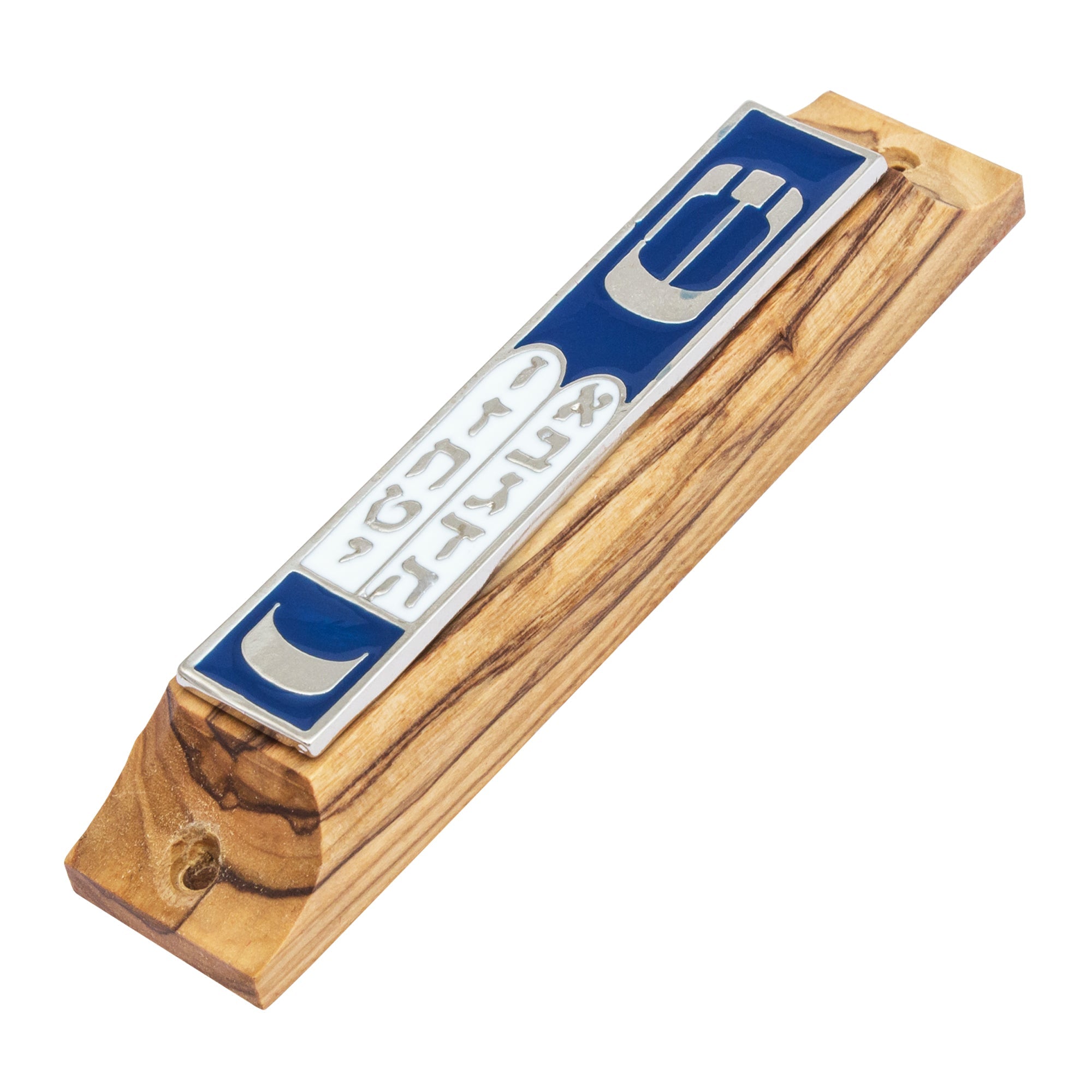 Mezuzah Car Olive Wood Enamel Bethlehem Non-Kosher Scroll Torah from Jerusalem Shema Israel 3,8"