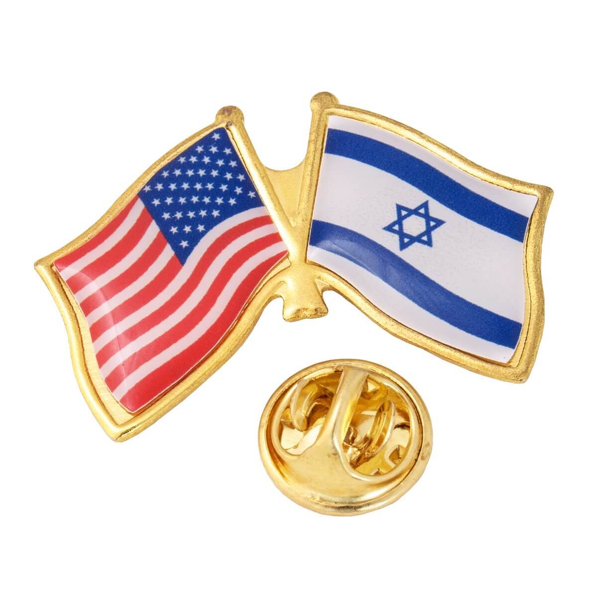 Enamel Flag Badge Lapel Pin Israel USA Friendship  United States Star of David