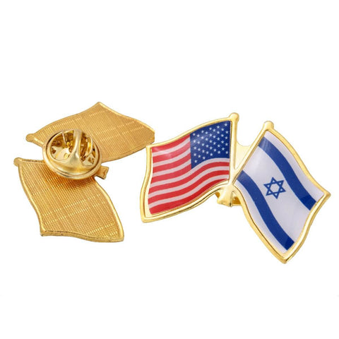 Enamel Flag Badge Lapel Pin Israel USA Friendship  United States Star of David