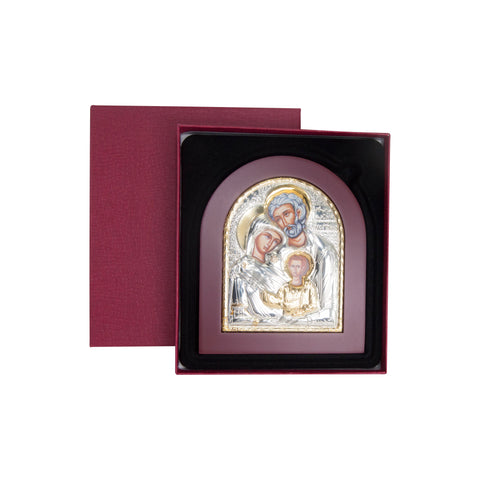 Orthodox Icon Holy Family Silver Plated 925 13 x 11 cm