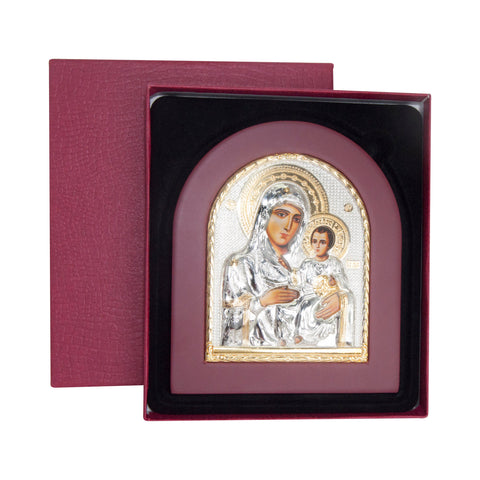 Orthodox Icon Bethlehem Virgin Mary Silver Plated 925 13 x 11 cm