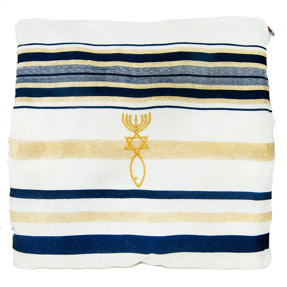 Tallit Prayer Shawl Dark Blue & Gold Stripes 