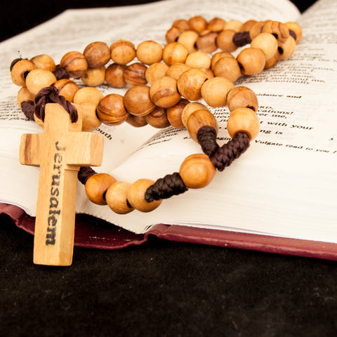 Olive Wood Beads Rosary From Bethlehem Holy Land Hand Made 13"