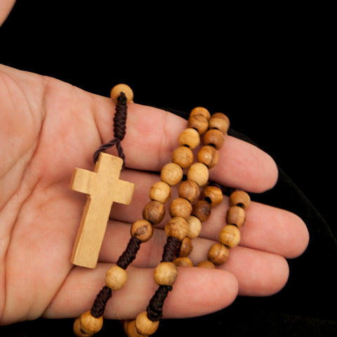 Olive Wood Beads Rosary From Bethlehem Holy Land Hand Made 13"